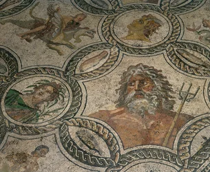 Les Saisons (détail), mosaïque polychrome
